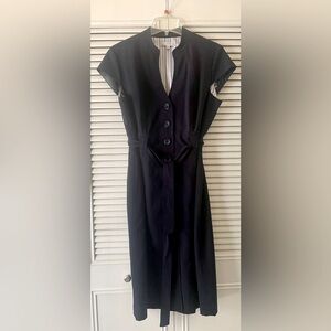 Sandra Darren Women’s Navy Cap Sleeve Buttondown w/Belt SZ 14